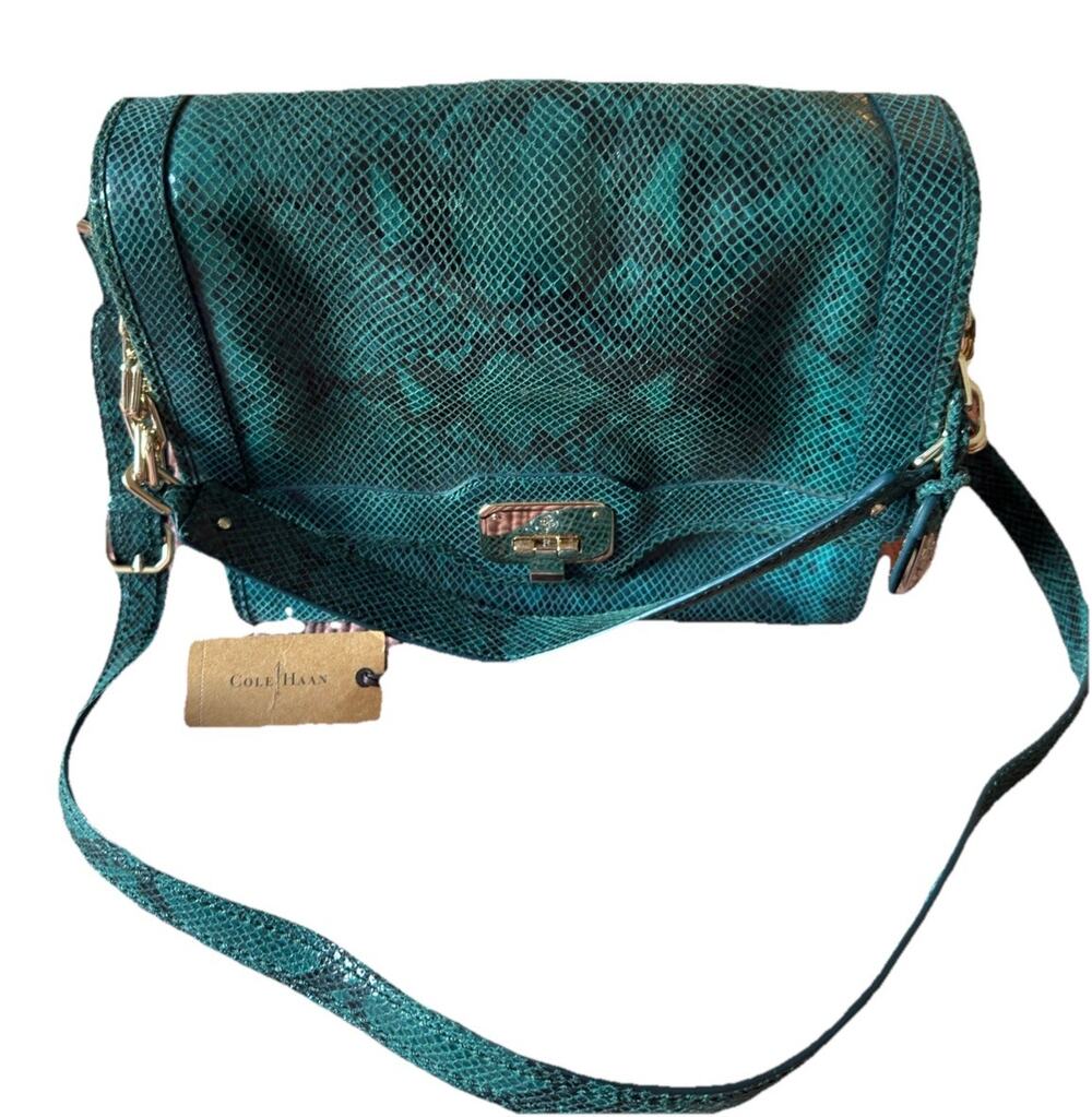 Cole Haan Snakeskin Embossed Leather Bag NEW W TAG